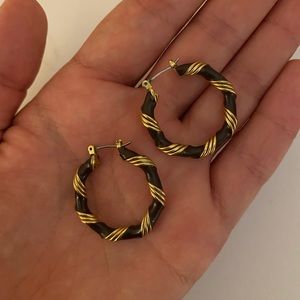 14K Brown & Gold Hoops